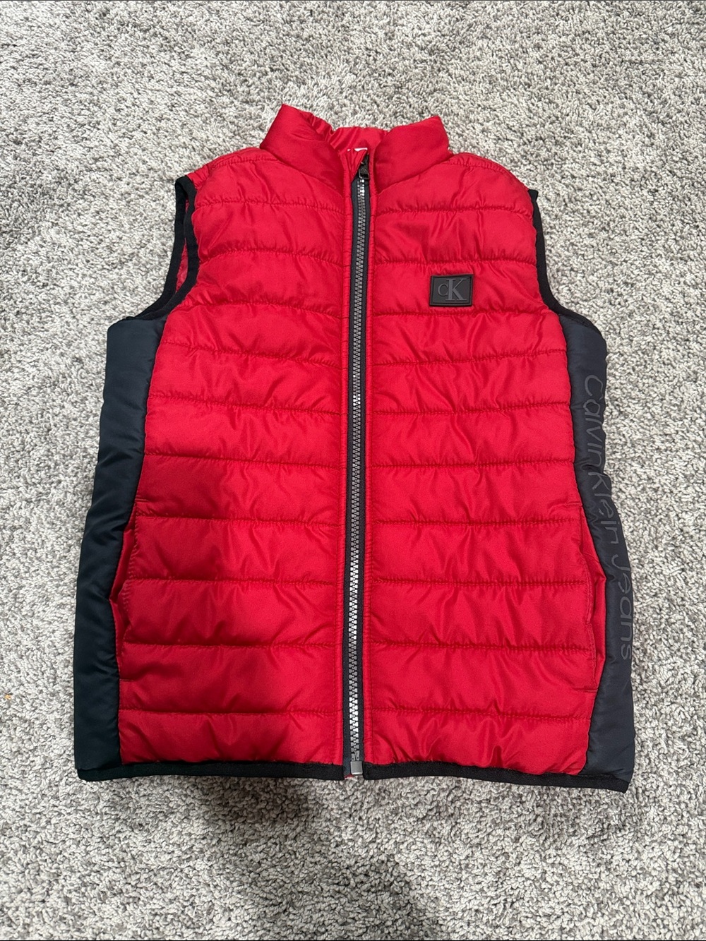Kids Calvin Klein Red and Black Quilted Puffer Vest